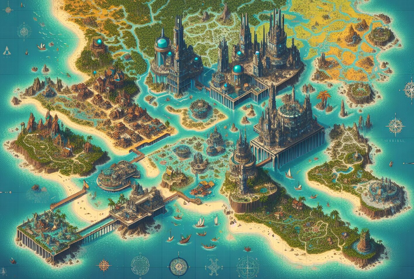 fantasy map generator - futuristic coastal city